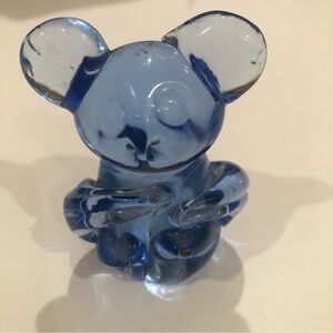 United States Commemorative Fine Arts Gallery hand crafted blue glass Bear